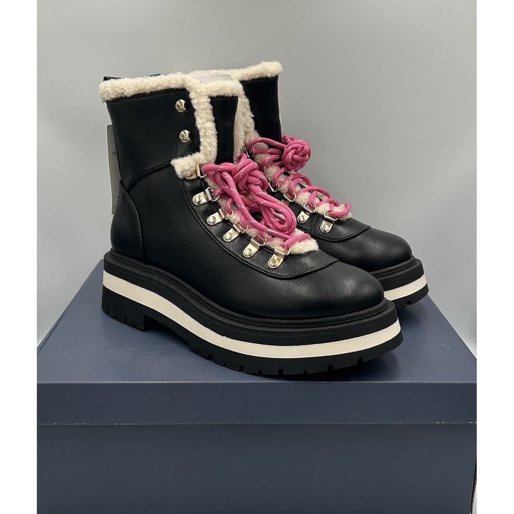 Free Assembly Women's Lace-Up‎ Faux Shearling Booties Size 9.5 NEW